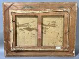 an old picture frame with a picture of a bird on it