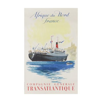 a poster of a cruise ship on the water