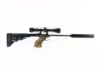 a rifle on a white background with a rifle scope