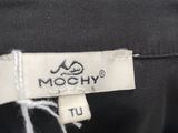 a close up of a label on a black jacket