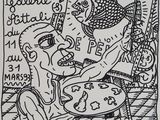 dessin représentant un homme tenant une guitare et un micro à la main