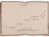 an open book with a drawing of a map on it