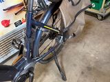a bicycle that is parked in a garage