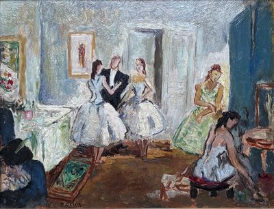 un tableau représentant un groupe de personnes dans un salon