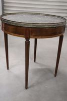 Table bouillote en bois naturel, plateau de marbre gris Ste …