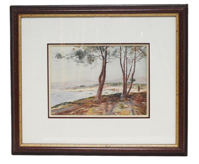 Albert FOSSARD (1867-1947). Promenade au bord d'un lac. - Photo 1