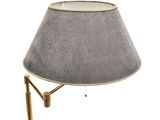 a close up of a lamp on a white background with a gray shade