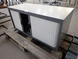 an image of a white and gray cabinet in a warehouse
