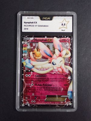 a close up of a pokemon card in a plastic case