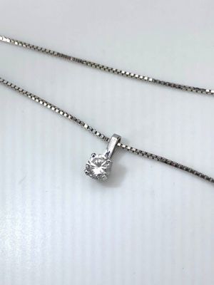 Pendentif en or blanc 750 °/°°° (18K) orné d'une pierre blan… - Photo 1