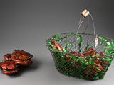 a basket of food that is sitting on a table