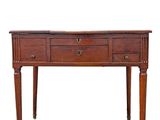 an image of a wooden table with two drawers on top of it