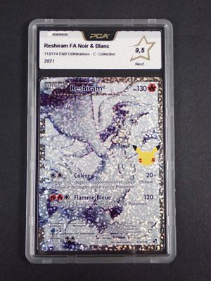 a close up of a pokemon trading card in a plastic case