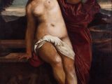 une image représentant un tableau d'un homme nu assis sur un rebord
