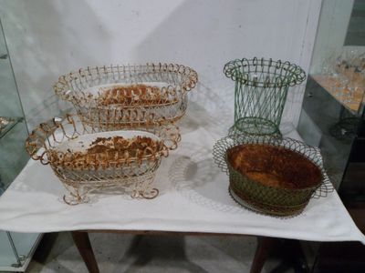 three baskets that are sitting on a table