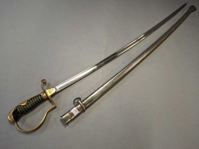 SABRE ALLEMAND, garde à la Blücher. Fusée avec filigrane. Ga…