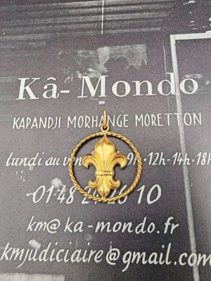 une photo d'une plaque ornée d'une fleur de lys dorée