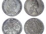 four different types of silver coins on a white background