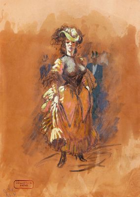 une image d'un tableau représentant une femme en robe jaune