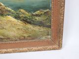 a picture of a painting of a mountain range