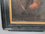 an old painting of a man holding a stick in his hand
