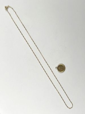 Chaine en or 750 millièmes, maille figaro et pendentif "+ qu… - Photo 1