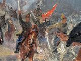 a painting of a group of men riding horses