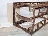 an old wooden crate that is sitting on the floor