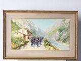 a picture of a painting hanging on the wall above a radiator