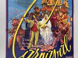 an old movie poster of a man and woman in front of a crowd of people