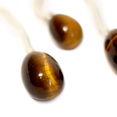 lot de 80 Oeufs de Yoni en Oeil de Tigre (Grand modèle, Sans trou) - v