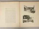 an open book with pictures of people and buildings on it