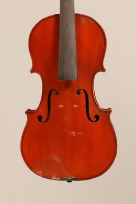 a close up of a violin with a bow on a white background