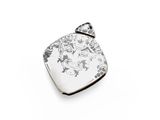 a small silver box with a floral design on it