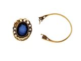 an image of a pair of gold earrings with a blue stone