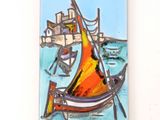 a picture of a painting of a sailboat in the water