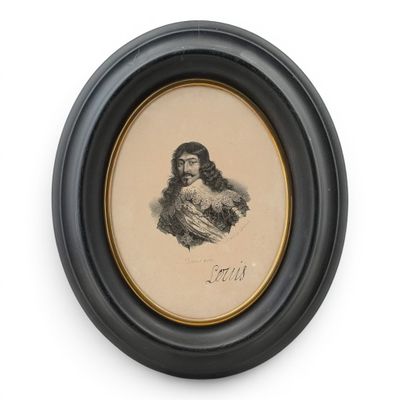 an old picture of a man with a beard in a black frame