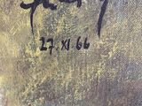 an image of a painting of a man sitting on a bench