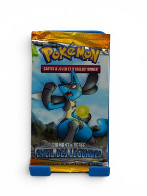a close up of a bag of pokemon cards on a white background