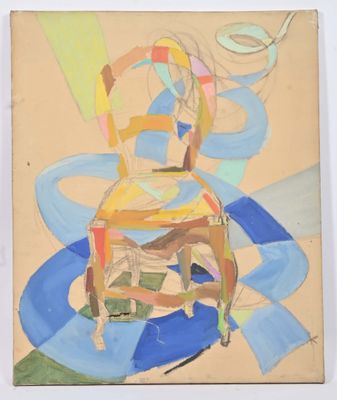 an image of a painting of a chair on a table
