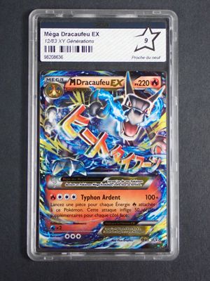 a close up of a card in a plastic case on a table
