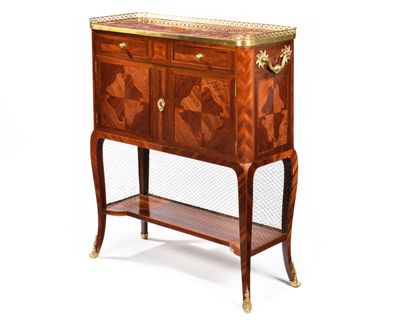 an image of a small cabinet with drawers and a shelf