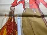 a drawing of a woman holding a bottle of liquor