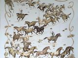 une photo représentant des chevaux galopant en pleine nature