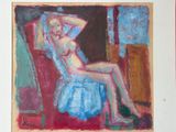 a painting of a nude woman sitting in a chair