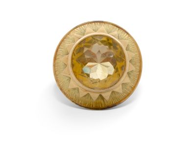 Bague “Soleil” Citrine ronde et or 18k (750)
