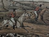 a picture of a painting of a group of men riding horses
