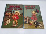 two children ' s books are sitting on a white table
