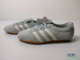 adidas gazelle trainers in light blue and white with tan soles