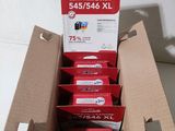 a cardboard box that has a bunch of ink cartridges in it